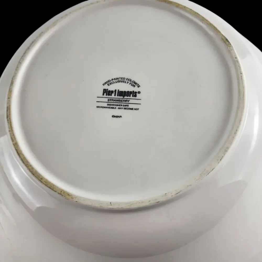 Pier 1 Ceramic Strawberry Large Serving Bowl Hand-Painted